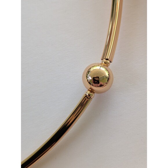 Zara Necklace Women SS25 18" Golden Metal Curved Tube Bead Stations Minimalist - Picture 5 of 9